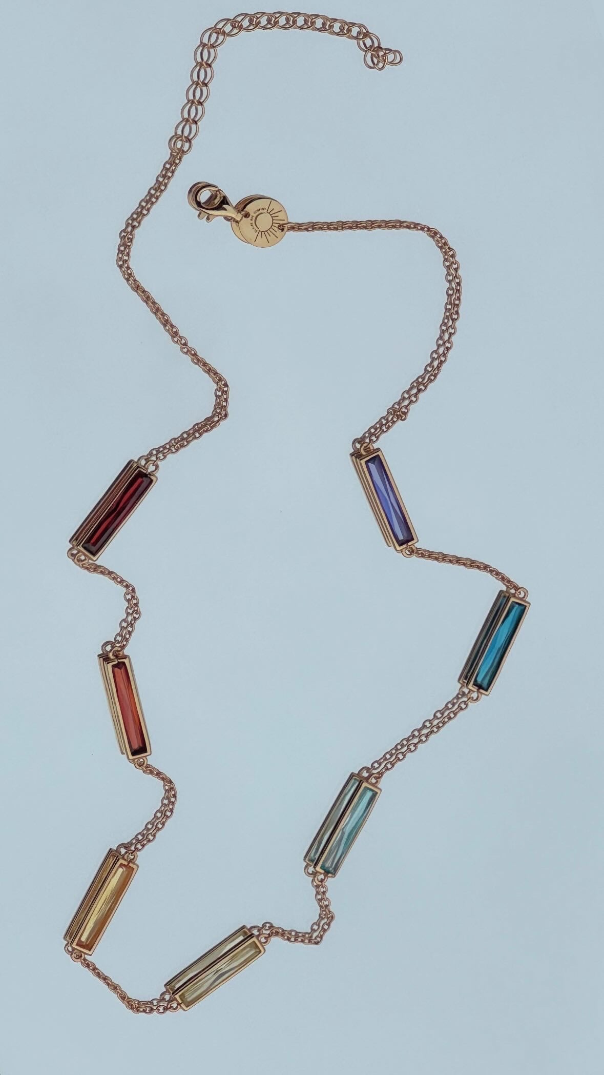 Rainbow Necklace-18K Gold Plated-Multicolor Cubic Zirconia