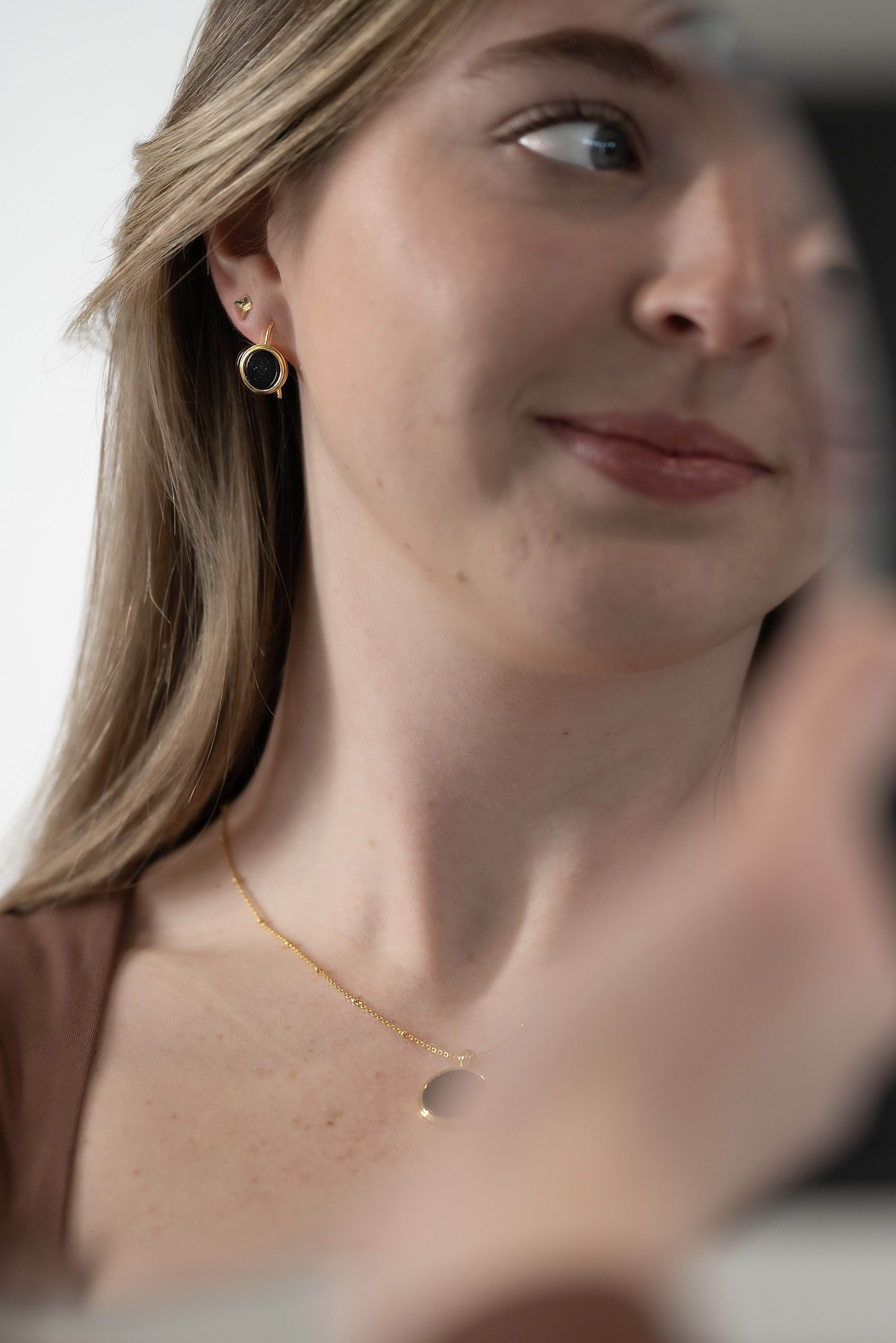 18k Gold Plated Sterling Silver Earrings with Black Tourmaline