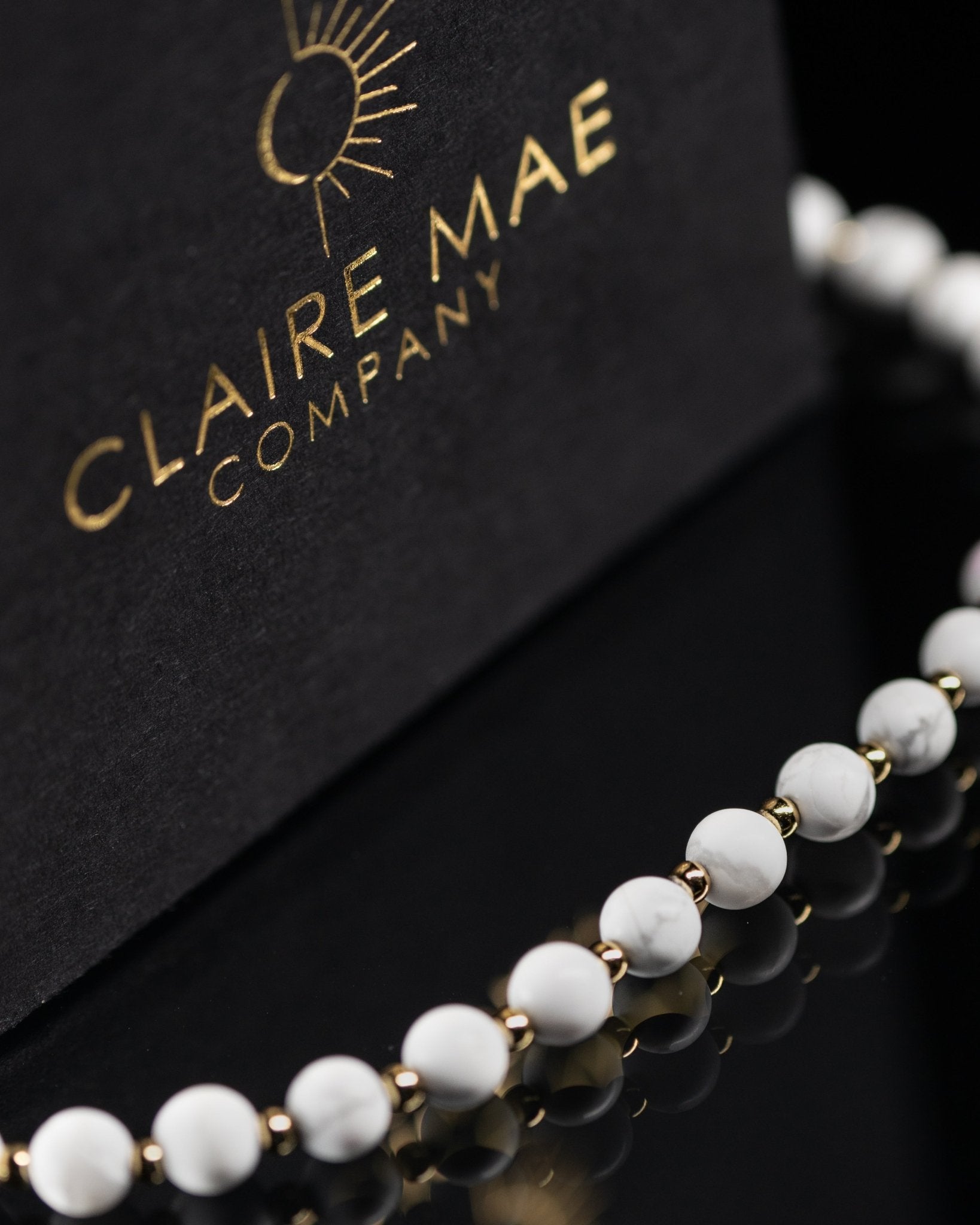 Full Moon 18k Gold Plated Sterling Silver Bracelet with White Howlite - Claire Mae Company