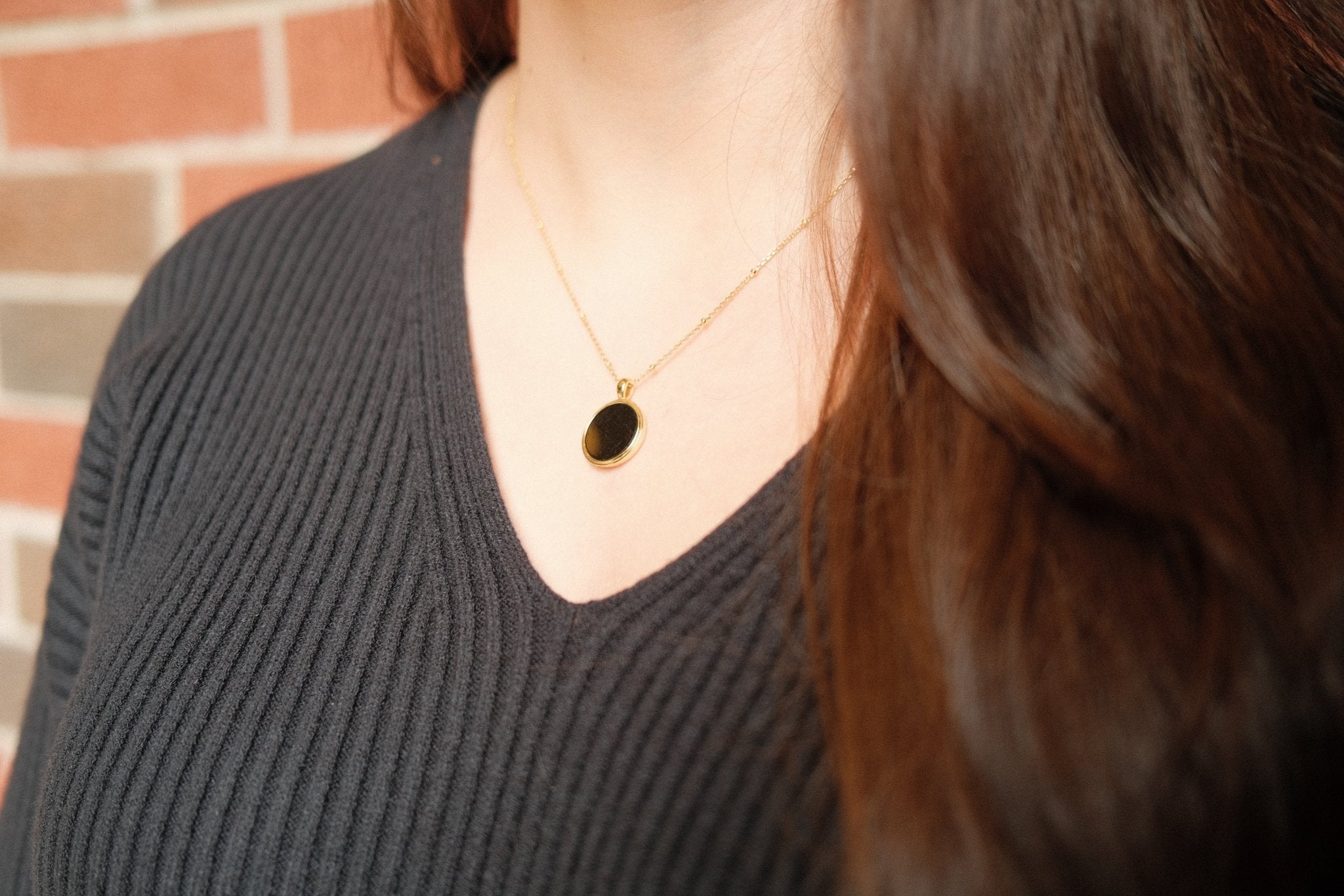 New Moon 18K Gold-Plated Sterling Silver Necklace with Black Tourmaline Pendant - Claire Mae Company