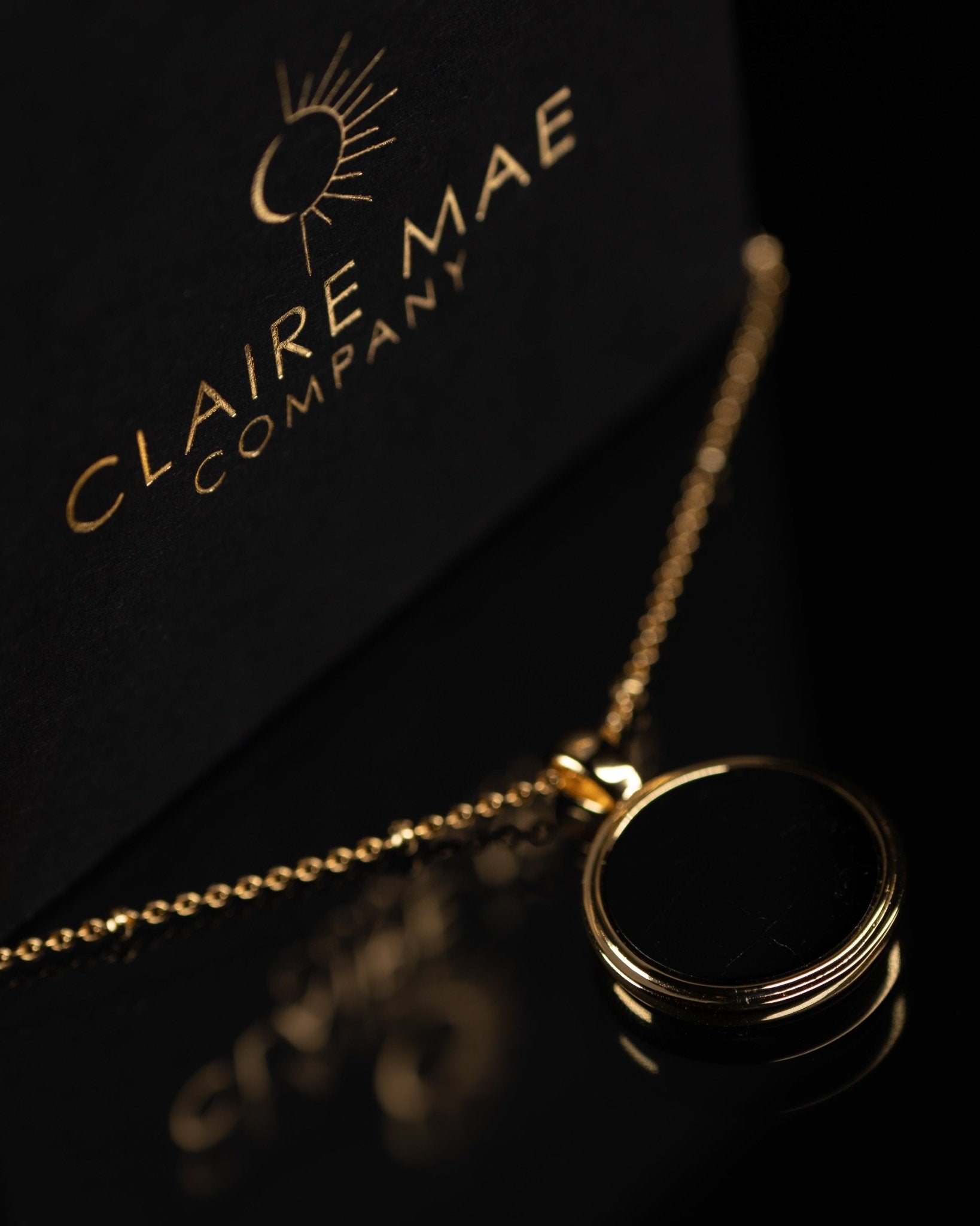 New Moon 18K Gold-Plated Sterling Silver Necklace with Black Tourmaline Pendant - Claire Mae Company